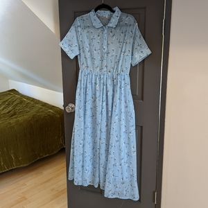 Blue floral collared dress